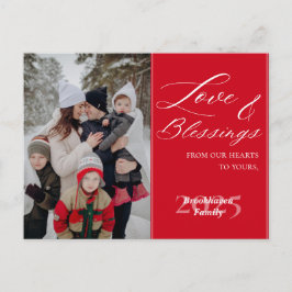 Customized Family Name 1 Photo Year Elegant Script Helg Vykort