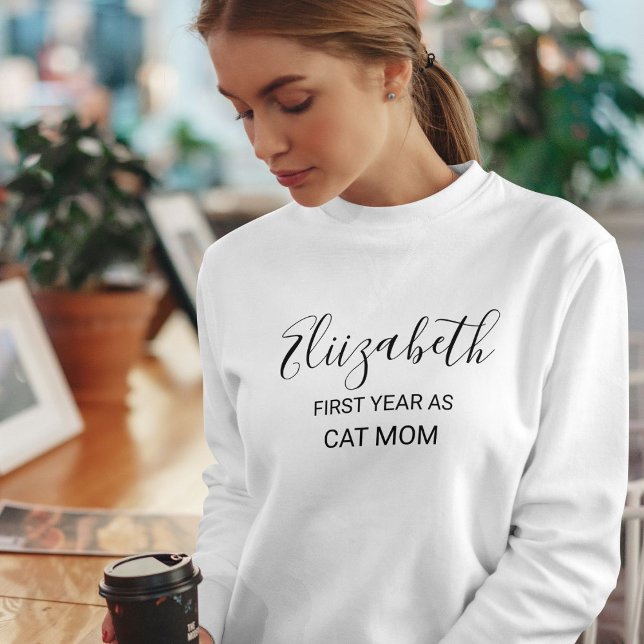 Customized Funny Cat Lover Black Script Name White T Shirt (Skapare uppladdad)