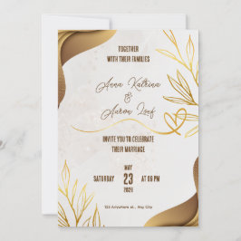 Customized Gold Wedding Party Invitation Card Inbjudningar