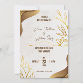 Customized Gold Wedding Party Invitation Card Inbjudningar