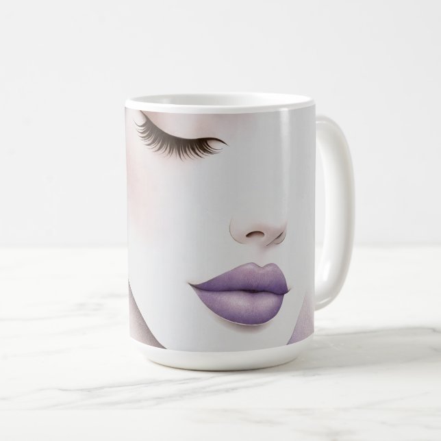 Customized Lavender Purple Woman Elegant Beauty  Kaffemugg (Framsida höger)