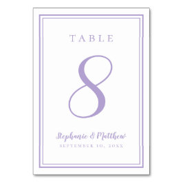 Customized Lavender Wedding Table Number Card Bordsnummer