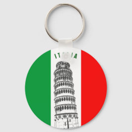 Customized Leaning Torn of Pisa and Italy Flagga Nyckelring
