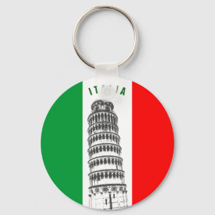 Customized Leaning Torn of Pisa and Italy Flagga Nyckelring