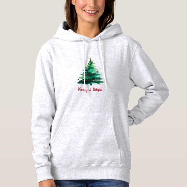 Customized Merry & Bright Women’s Hoodie T Shirt (Framsida)