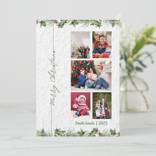 Customized Merry Christmas Photo Card Julkort (Stående Fram)