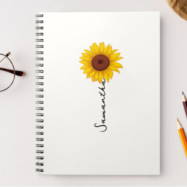 Customized minimal sunflower notebook, personalize anteckningsbok (Skapare uppladdad)