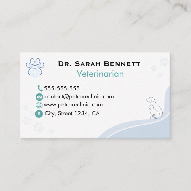 Customized Minimalist Veterinary Business Card Visitkort (Framsida)