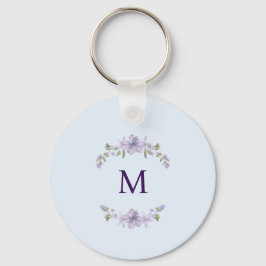 Customized Monogram Lavender Floral Minimal Nyckelring