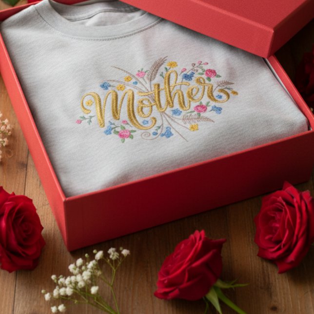 Customized Mother Flower Design T-Shirt (Skapare uppladdad)