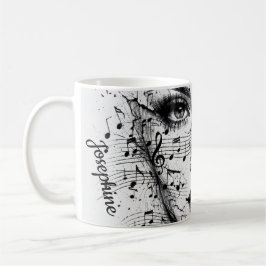 Customized Music Sheet Face Art Black White Artist Kaffemugg