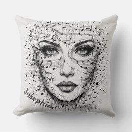 Customized Music Sheet Face Art Black White Artist Kudde