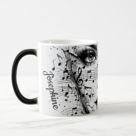 Customized Music Sheet Face Art Black White Artist Magisk Mugg