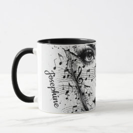 Customized Music Sheet Face Art Black White Artist Mugg