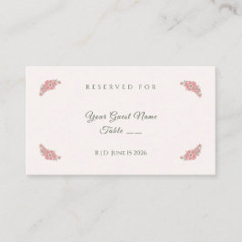 Customized Name Blush Floral Garden Wedding Table Placeringskort