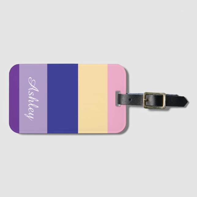 Customized Name Colourful Stylish Modern Elegant  Bagagebricka (Framsida horisontal)