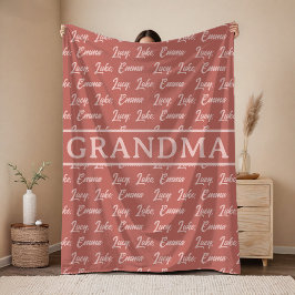 Customized Name Family Blanket for Mama or Grandma Fleecefilt