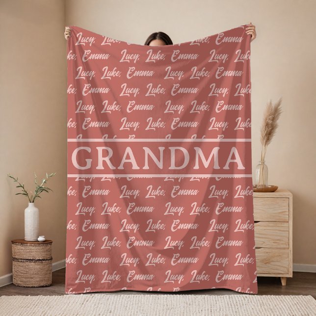 Customized Name Family Blanket for Mama or Grandma Fleecefilt (Personalized blanket for mama or grandma, Personalized blanket for mama, Mother’s Day gift for mom)