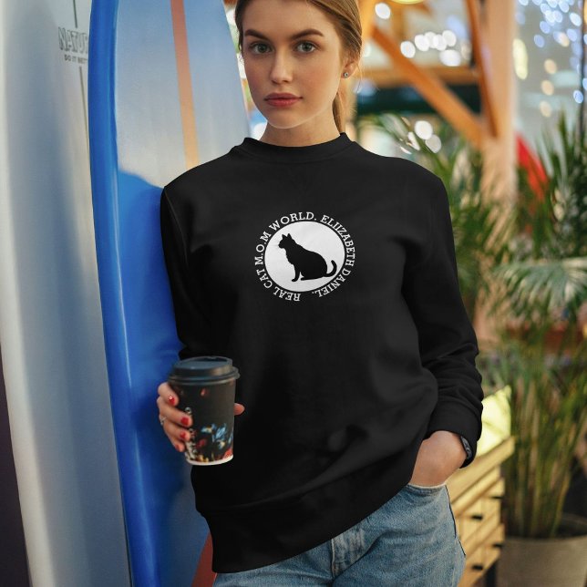 Customized Pet Owner Cat Mom World Black And White T Shirt (Skapare uppladdad)