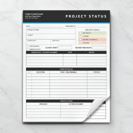 Customized Project Status Report Template Notepad Anteckningsblock
