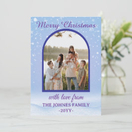 Customized Purple Merry Christmas Photo  Julkort