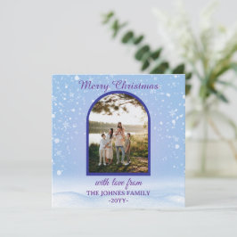 Customized Purple Merry Christmas Photo  Julkort