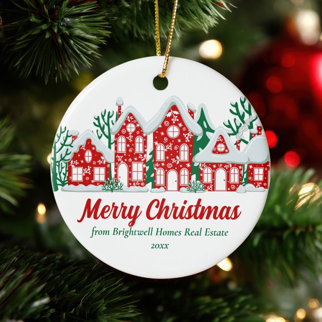 Customized Real Estate Company Merry Christmas Julgransprydnad Keramik (Skapare uppladdad)