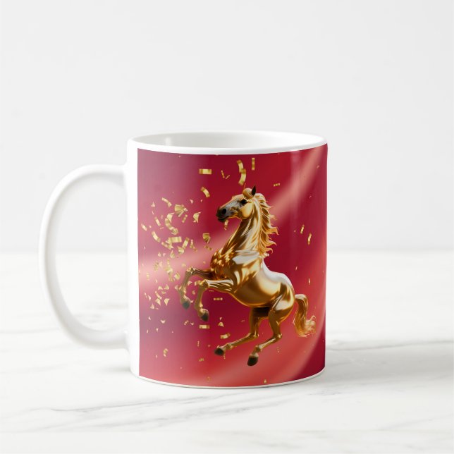 Customized Red & Gold Festive Chinese New Year  Kaffemugg (Vänster)