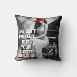 Customized Red Hat Piano Glam Fashion Quote Chic  Kudde