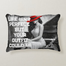 Customized Red Hat Piano Glam Fashion Quote Chic  Prydnadskudde