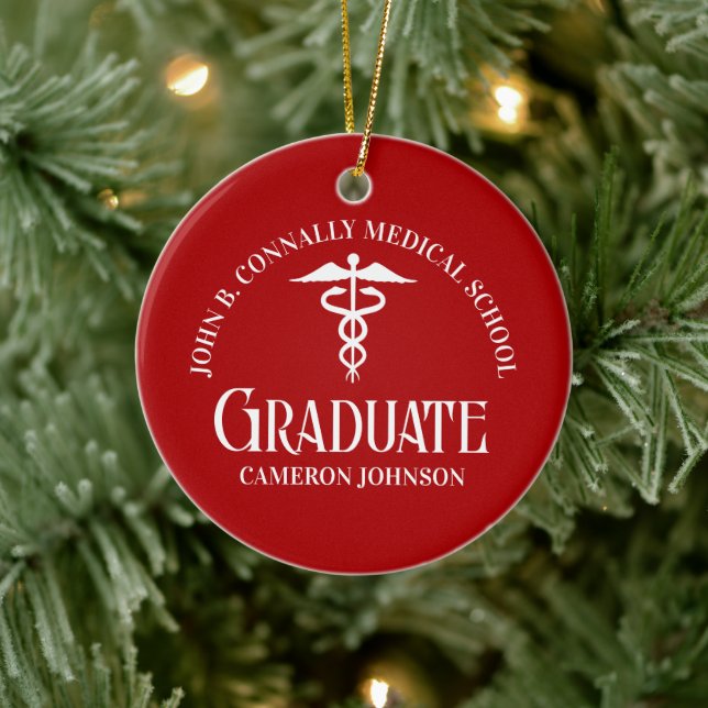 Customized Red Medical School Graduation Christmas Julgransprydnad Keramik (Träd)