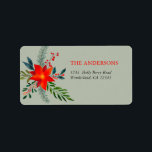 Customized Red Poinsettia God jul Adressetikett<br><div class="desc">Underbart handmålat Watercolor Red Poinsettia Holly Berry Blommigt "God jul". Utformning för Tillfälle. Fler designer och matchande artiklar finns tillgängliga i min butik. - http://www.zazzle.com/designbylang* - Tack för besöket!</div>