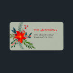 Customized Red Poinsettia God jul Adressetikett<br><div class="desc">Underbart handmålat Watercolor Red Poinsettia Holly Berry Blommigt "God jul". Utformning för Tillfälle. Fler designer och matchande artiklar finns tillgängliga i min butik. - http://www.zazzle.com/designbylang* - Tack för besöket!</div>