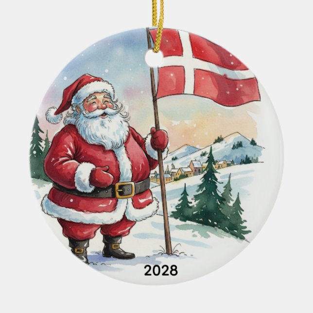 Customized Santa in Denmark  Julgransprydnad Keramik (Framsidan)