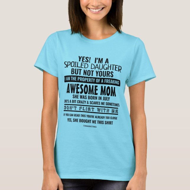 Customized spolierade den bördiga födelsedagmamman t shirt (Framsida)
