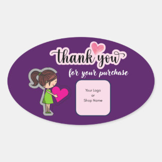 Customized Thank You Card for Your Purchase Labels Ovalt Klistermärke