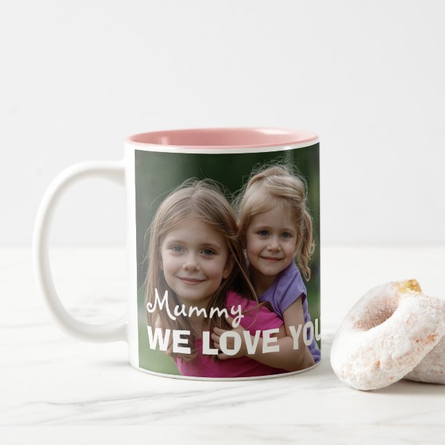 Customized with 2 and text Två-Tonad mugg (Med munk)