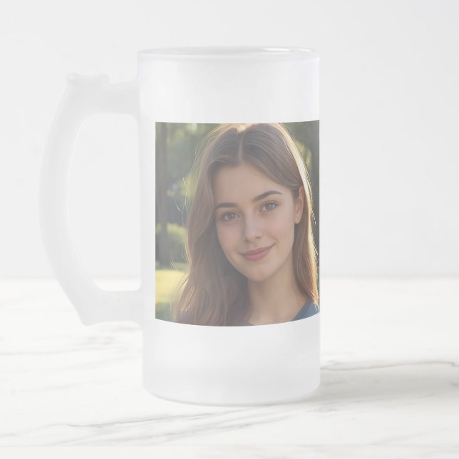 Customized with two photos frostat ölglas (Vänster)