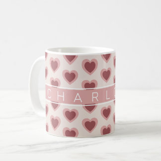 Customized Y2K Heart in Bordeaux Pink Retro Kaffemugg
