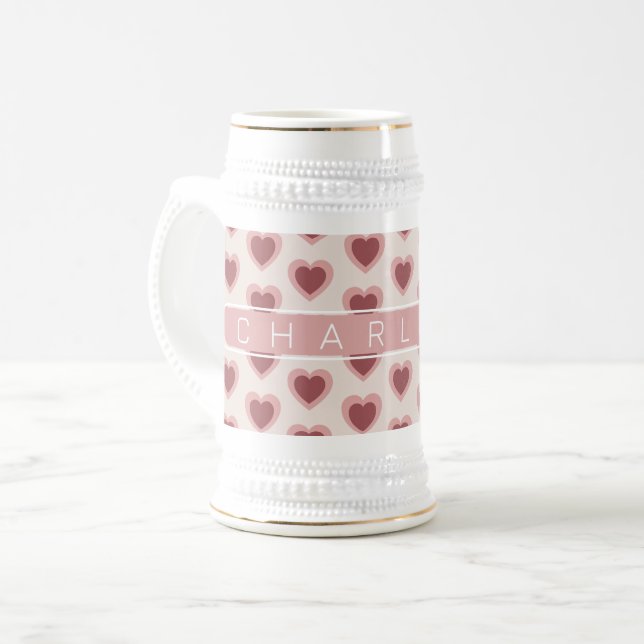 Customized Y2K Heart in Bordeaux Pink Retro Sejdel (Framsida vänster)