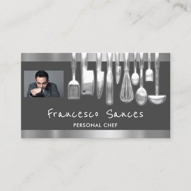 CustomPhoto QRCode Personal Chef CookingRestaurant Visitkort (Framsida)