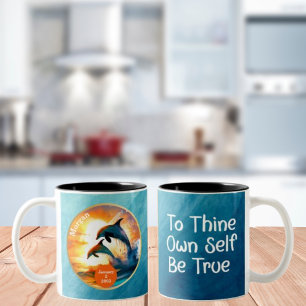 CustomSobriety Milestone Gift - Dolphin Sunset Två-Tonad Mugg