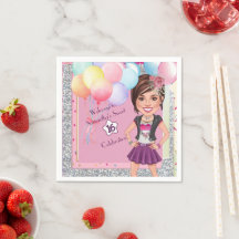 CustomSweet 16 Caricature-inbjudan med bubblor