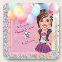 CustomSweet 16 Caricature-inbjudan med bubblor