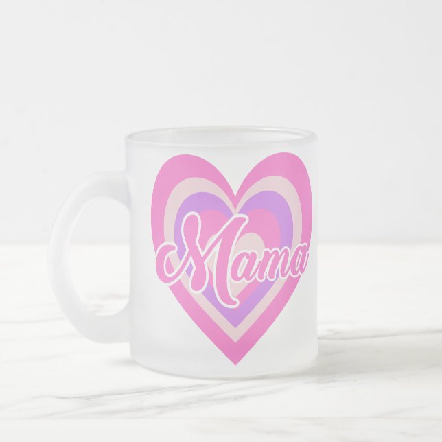 Custon Retro Heart Mama Frostad Glasmugg (Vänster)