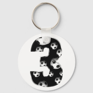 Custume numrerar 3 fotboll Keychain Nyckelring