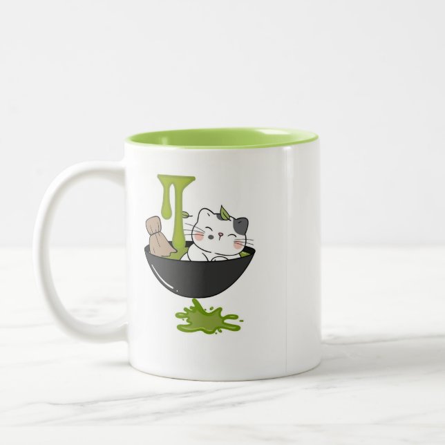 Cut Cat Matcha's Mug Två-Tonad Mugg (Vänster)
