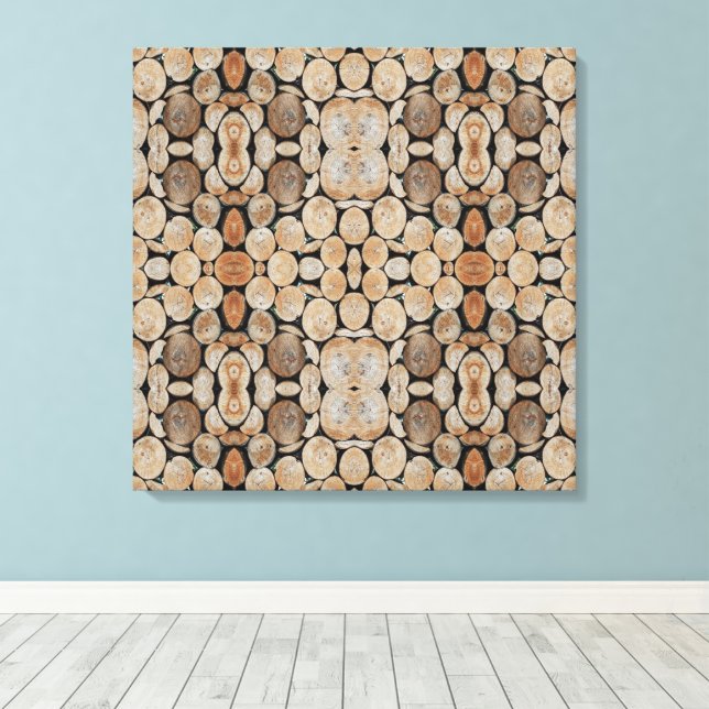 Cut Tree Branch Logs Stacked Pattern Photograph Canvastryck (Insitu (trägolv))
