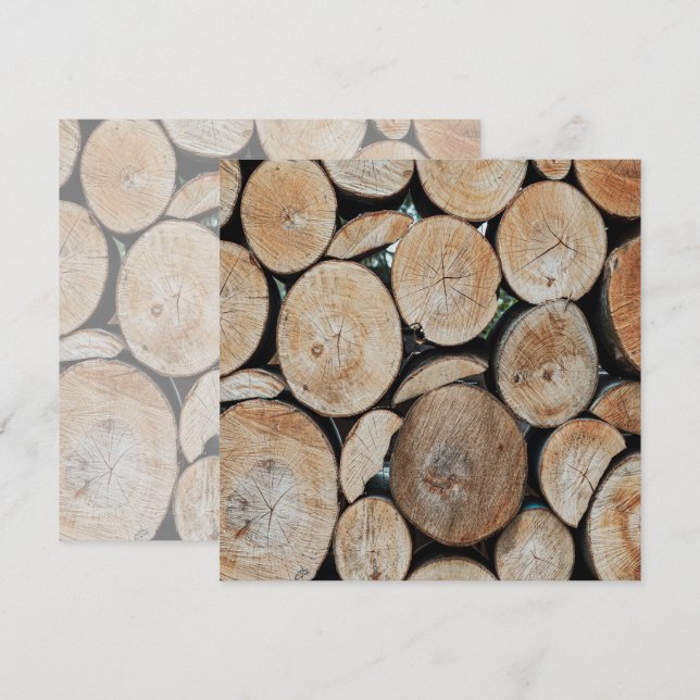 Cut Tree Branch Logs Stacked Pattern Photograph  Kort (Fram/baksida)