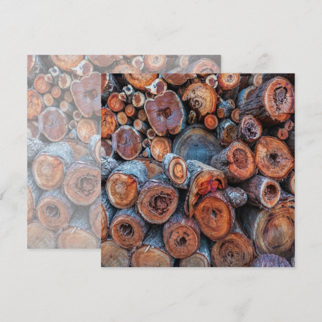 Cut Tree Logs Stacked Together Pattern Photograph Kort (Fram/baksida)